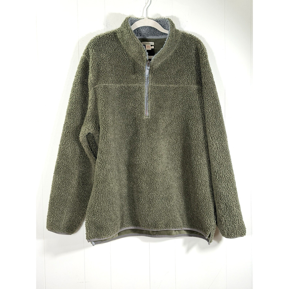 Carbon 2 Cobalt Unrivaled 1/4 Zip Mens XL Olive Green Fleece Effortlessly Cool